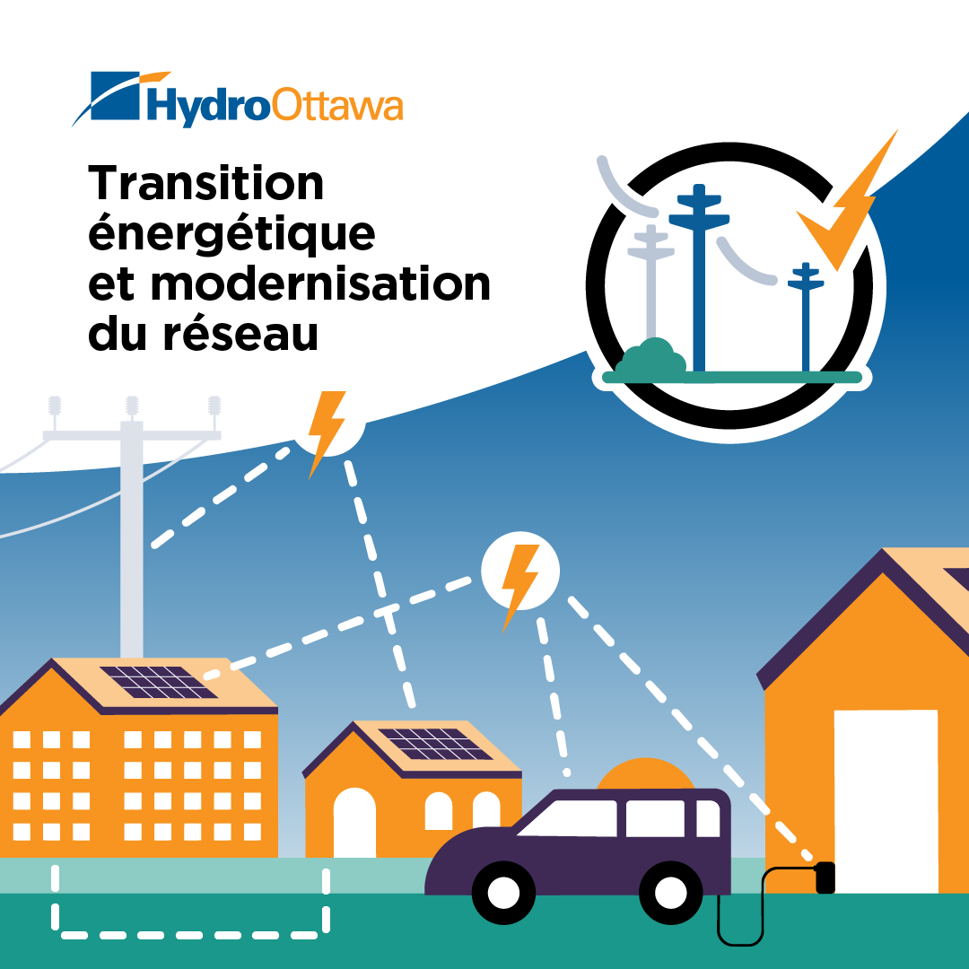 An illustration showing connections between traditional and more modern electricity options.