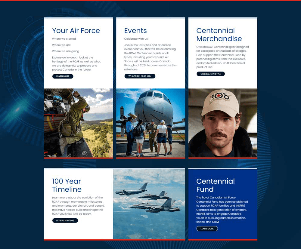 Page design from RCAF Centennial website