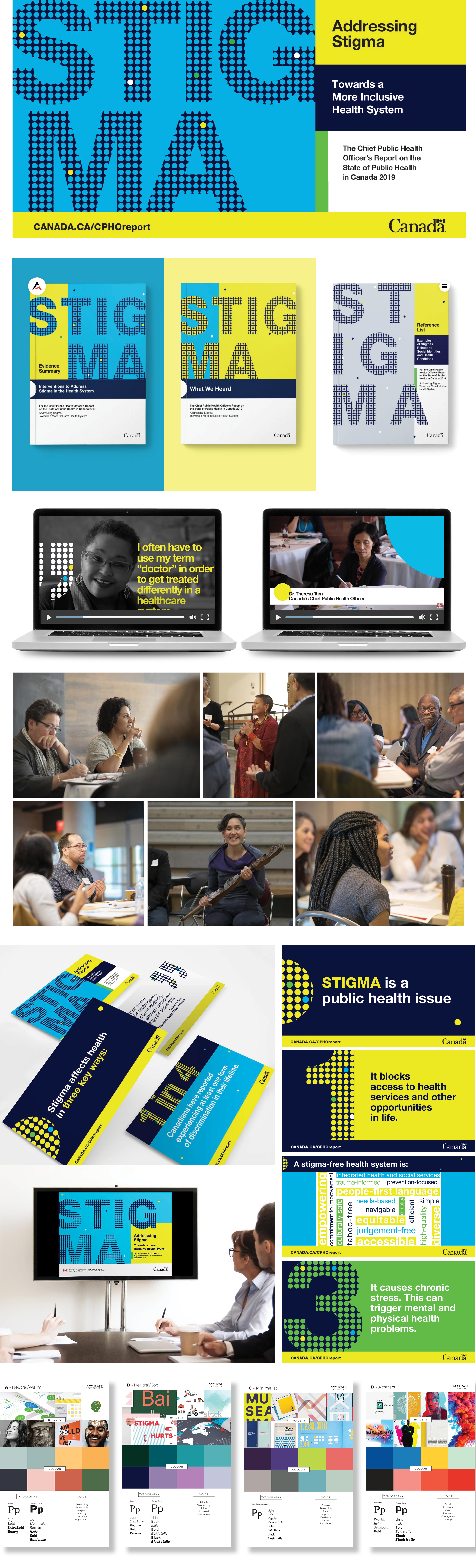 A collection of print and digital collateral from the CCPHO "Addressing Stigma" campaign
