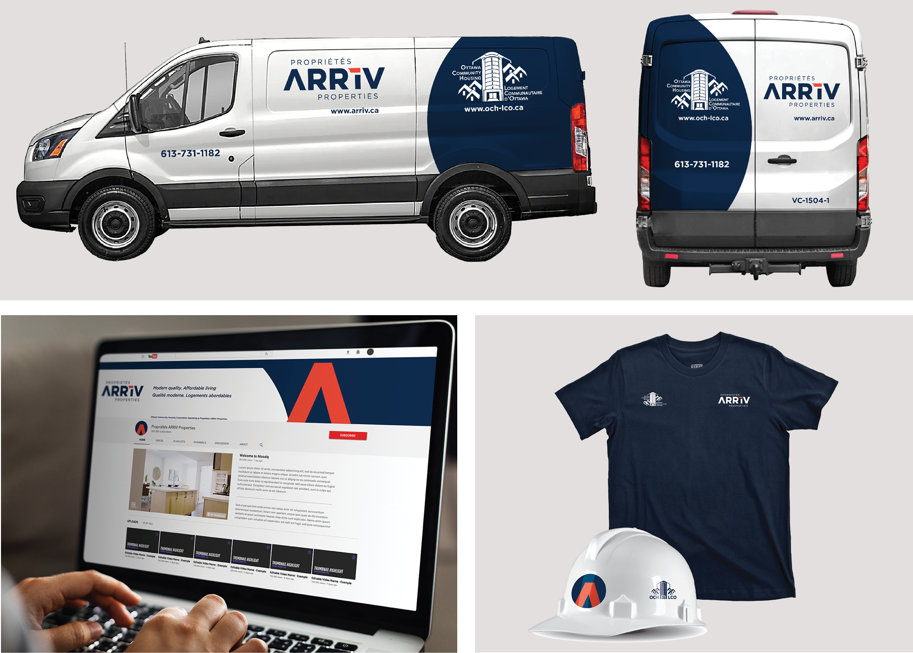 Vehicle wrap, YouTube channel and apparel designs for Arriv Properties