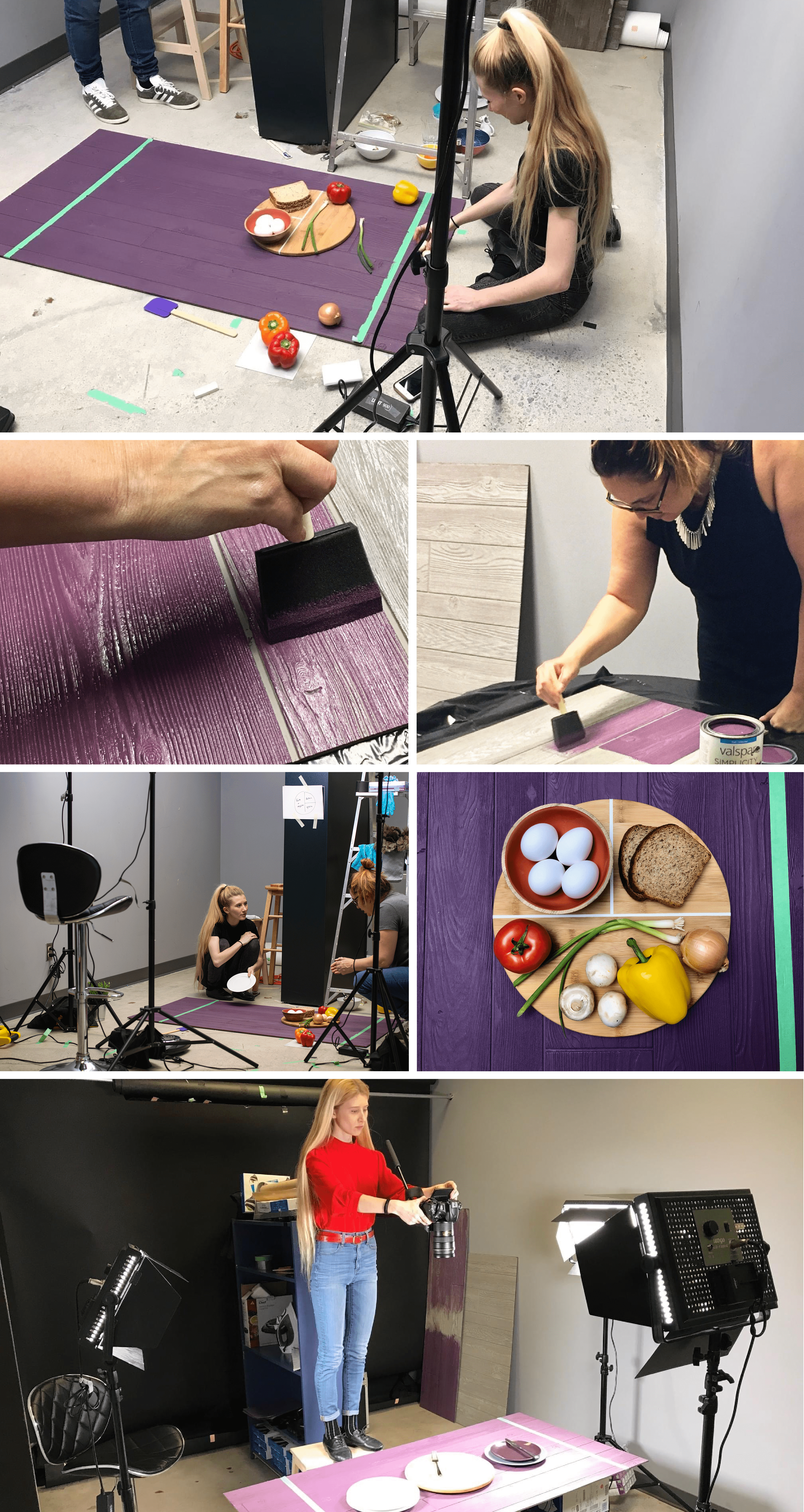 Behind-the-scenes photos of the production of a Health Canada nutrition campaign