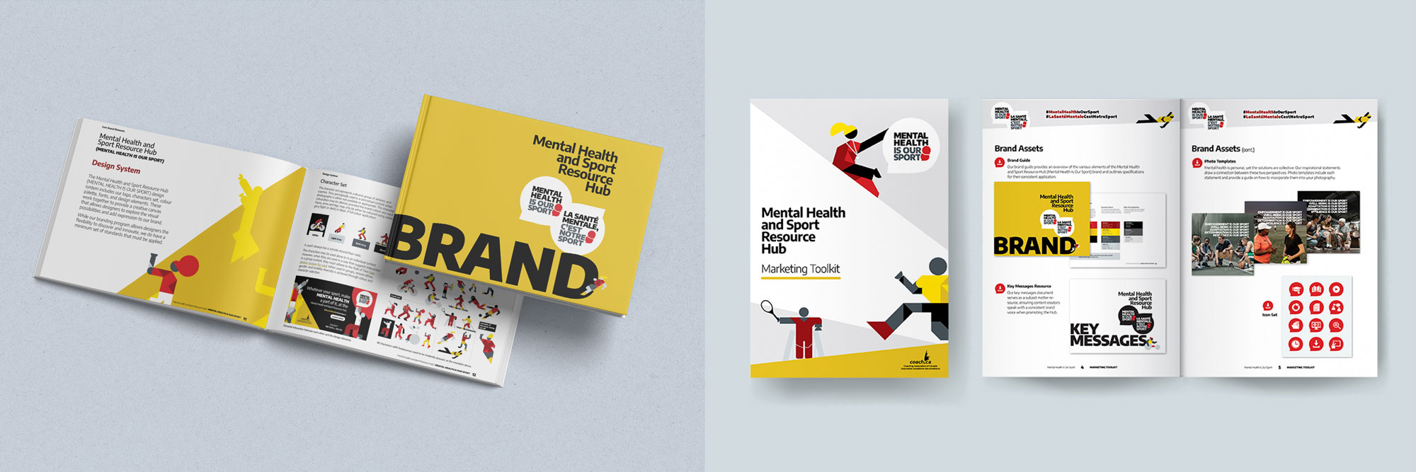 Collection of print collateral from Overcoming Mental Health Stigma in Sport campaign