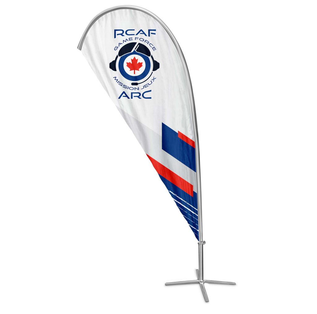 RCAF Game Force design on a tear drop banner (designed by Accurate Creative)
