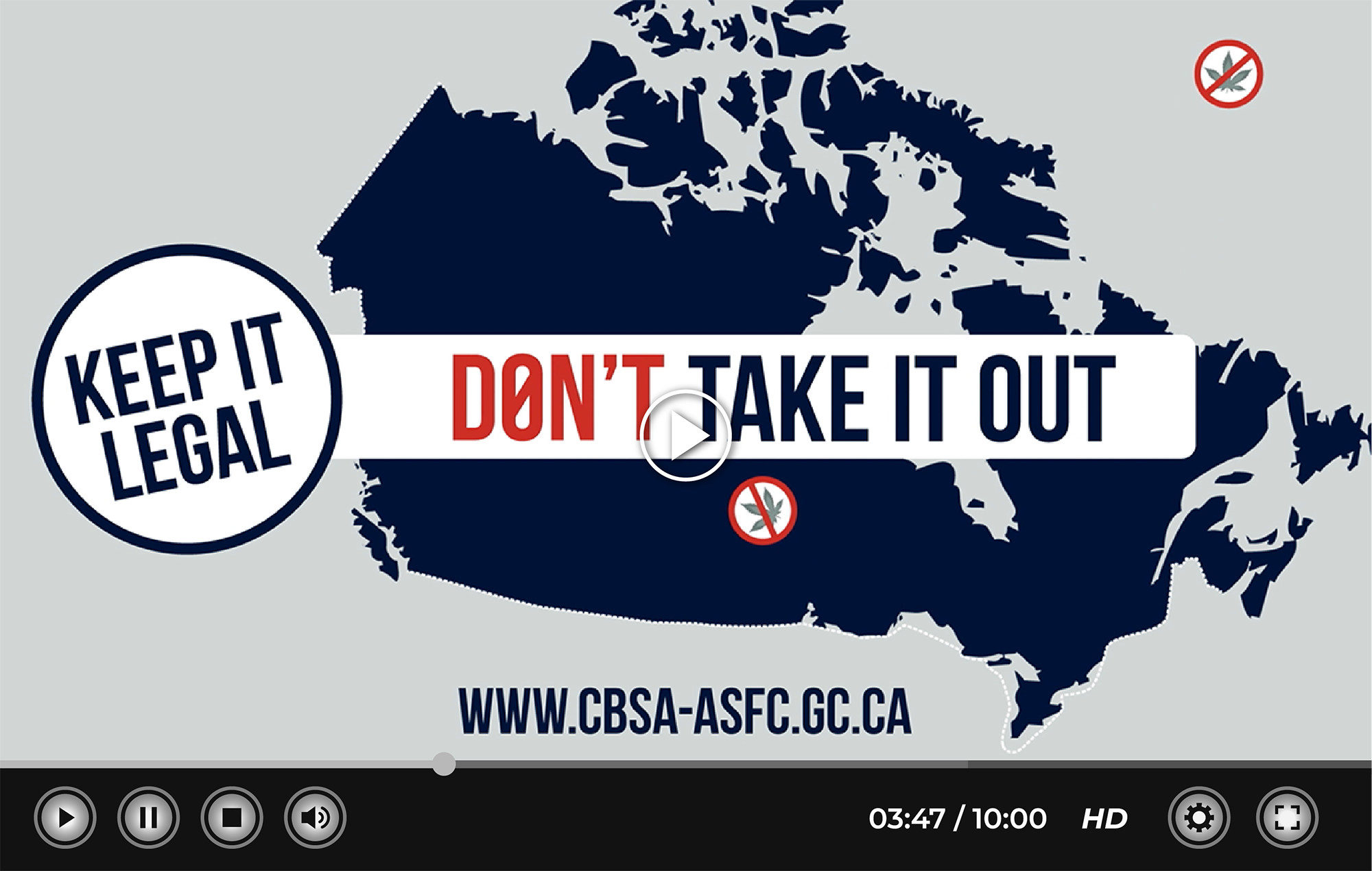 Video still from Canada Border Services Agency's "Don't Bring It In, Don't Take It Out" campaign