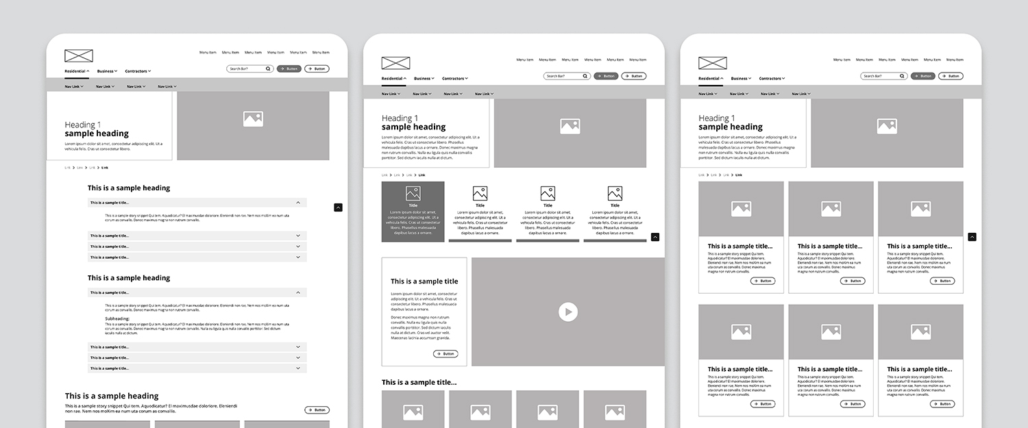 Hydro Ottawa website wireframe mockup