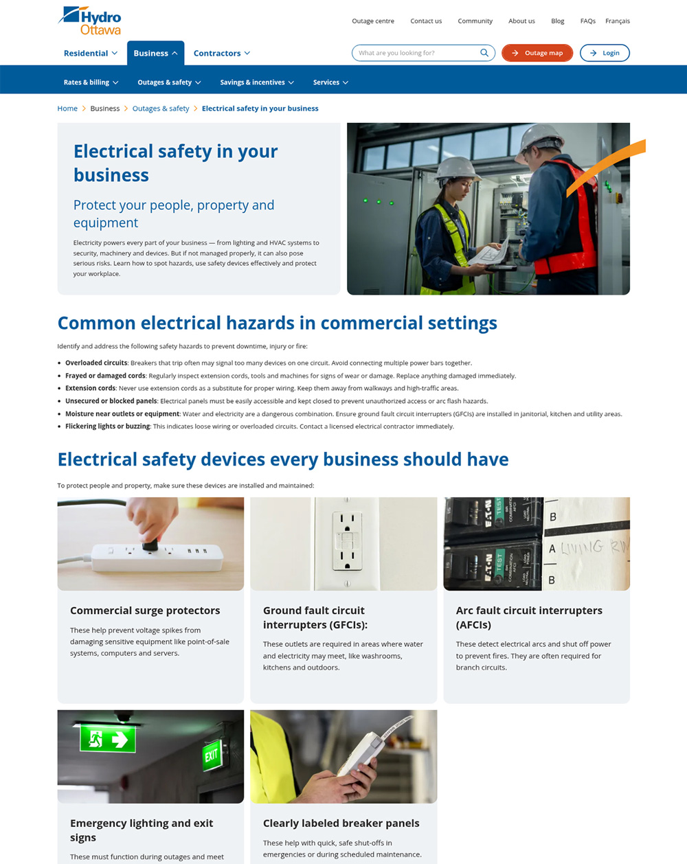 Hydro Ottawa website mockup 2
